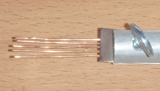 Wire holder with five copper wires