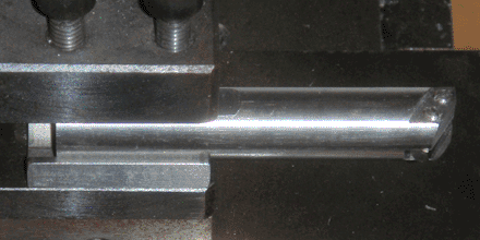 Boring bar in lathe toolpost