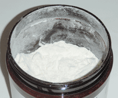 Tub of casein powder