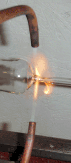 Crossfire torch, fusing a stem to an envelope