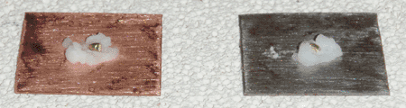 Boric acid flux on test pieces