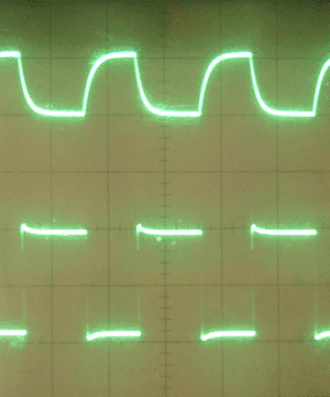 Amplified square wave, with distortion