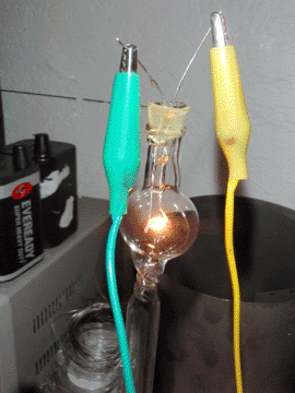 Light bulb, attached to pump